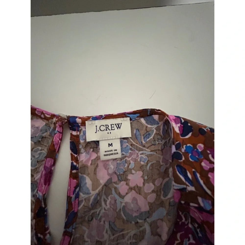 J.Crew Womens Floral Print Sleeveless Viscose Blouse Brown Pink Blue Size M - Picture 2 of 4
